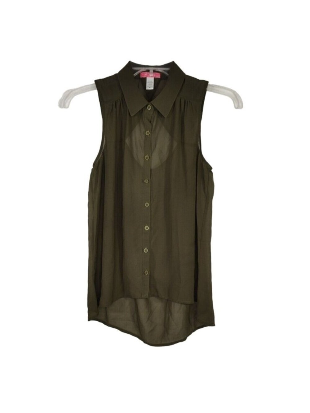 Six Degrees of Separation Top Collared Women Size M Green Sleeveless Open Back